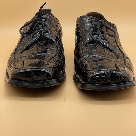 Sevasta Italiano Leather Dress Shoes Men's 11 Black Snake Pattern Dandy Grandad - Picture 7 of 16